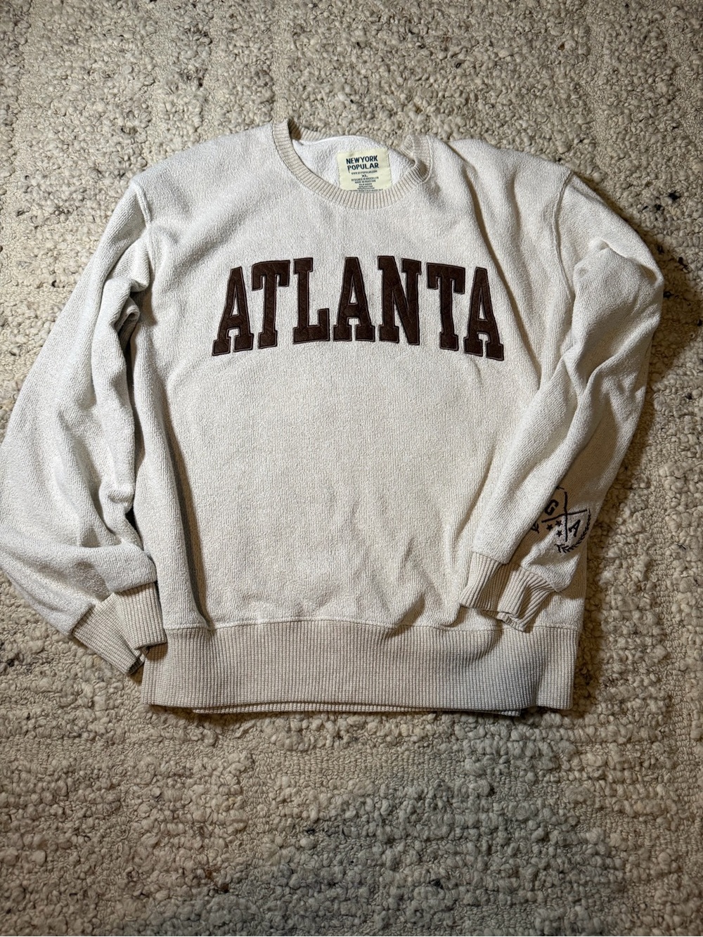Atlanta Crewneck Sweatshirt - Cream with Brown Lettering - Picture 2 of 5